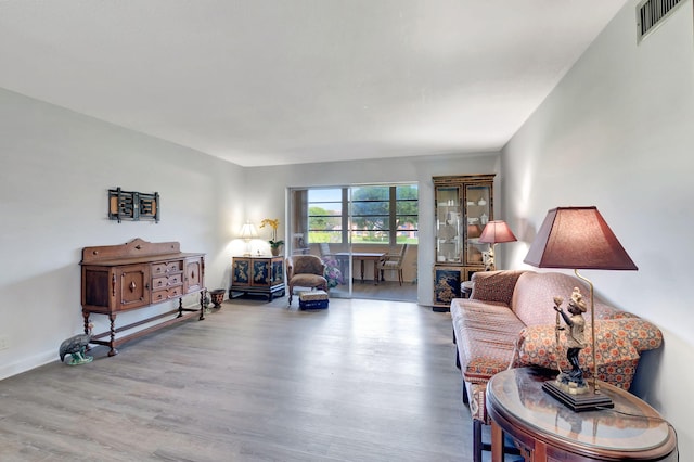 living room with wood-type flooring