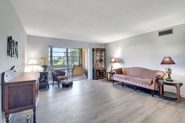 living room featuring light hardwood / wood-style flooring