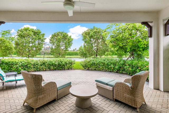 view of patio / terrace with ceiling fan