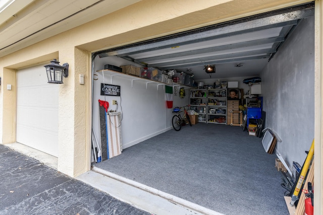 garage with a garage door opener