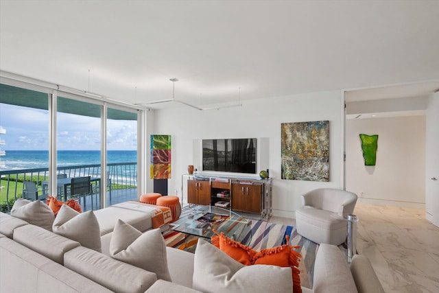 living room featuring expansive windows