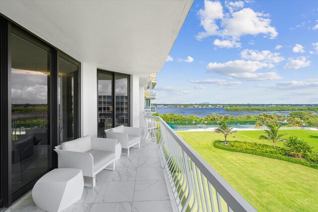 balcony with a water view