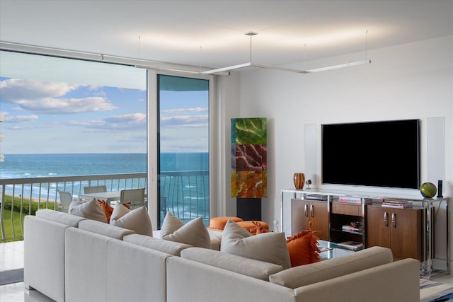 living room featuring expansive windows