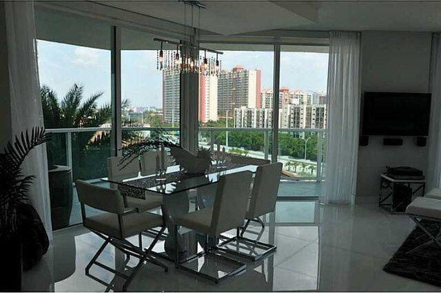 dining area featuring a chandelier