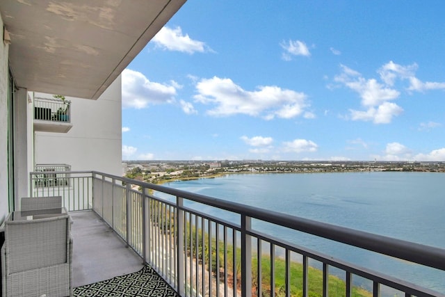 balcony with a water view