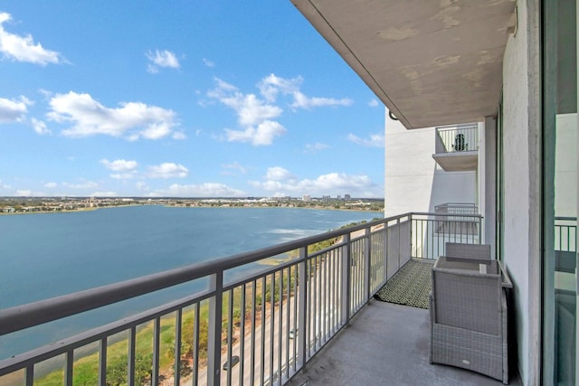 balcony with a water view