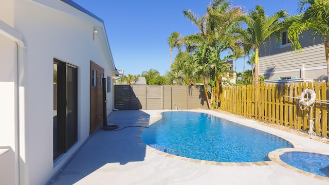 view of swimming pool featuring a patio