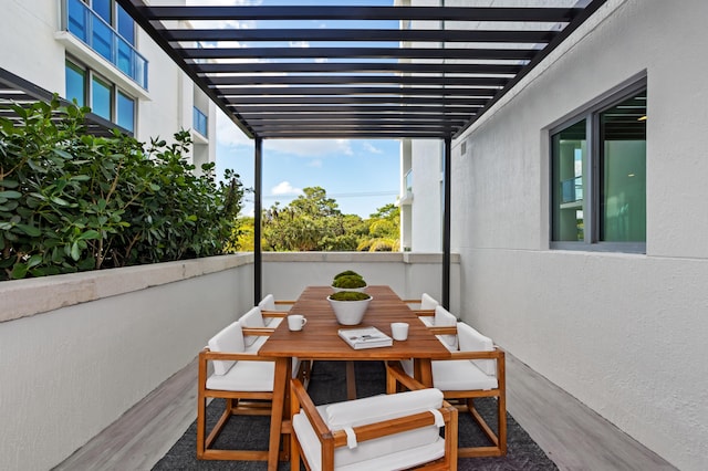 balcony with a pergola