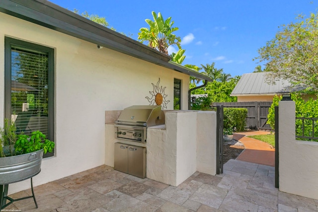 view of patio / terrace featuring area for grilling and an outdoor kitchen