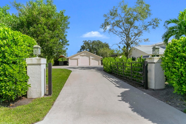 exterior space with a garage