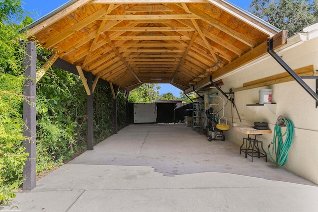 exterior space featuring a carport