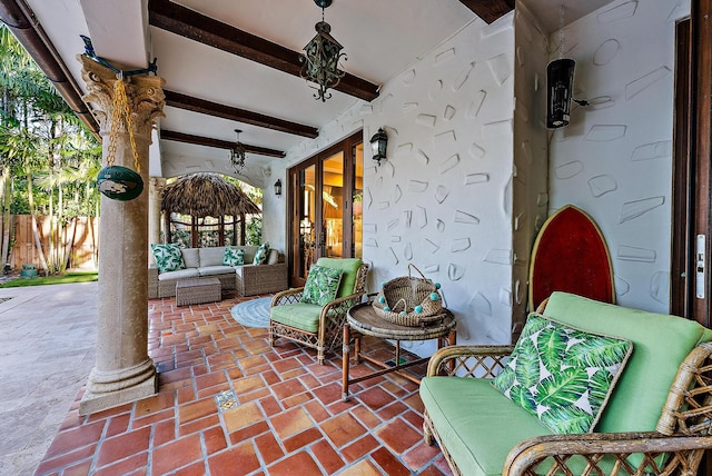 view of patio / terrace featuring an outdoor hangout area and french doors