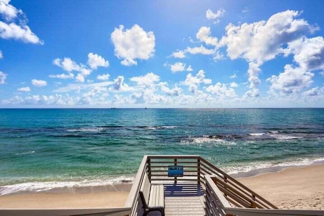 view of water feature with a view of the beach