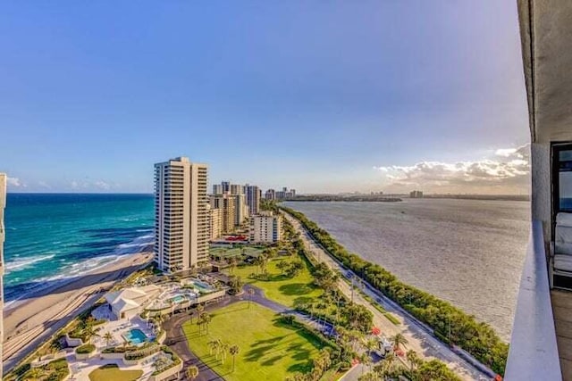 property view of water with a view of the beach