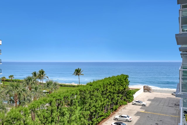 view of water feature with a view of the beach