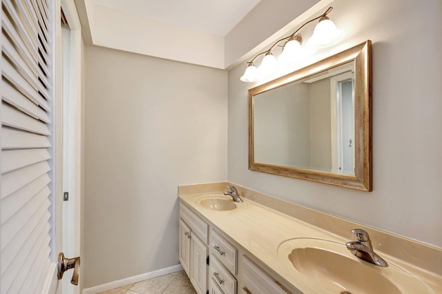 bathroom featuring vanity and tile patterned flooring