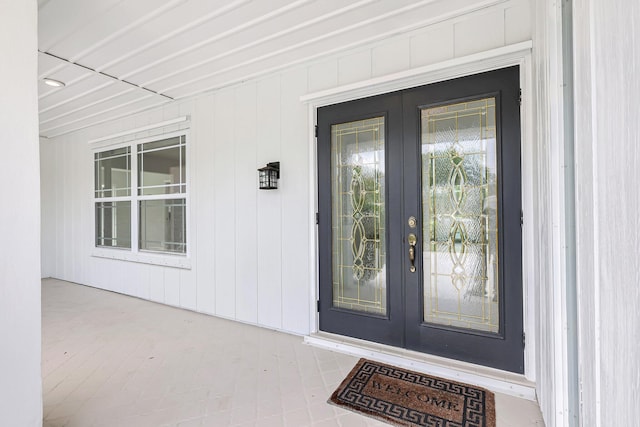 doorway to property with french doors