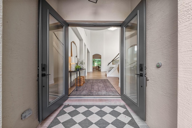 hall featuring french doors