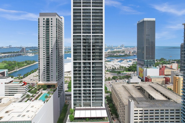 view of city with a water view