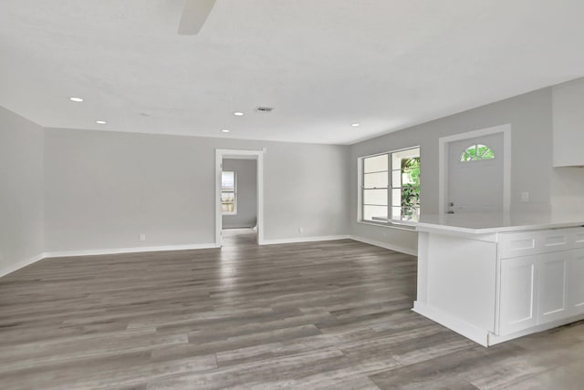 unfurnished living room with light hardwood / wood-style flooring