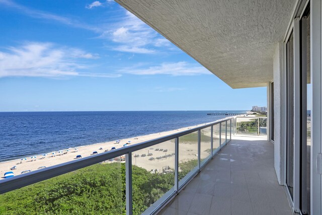 interior space with a beach view