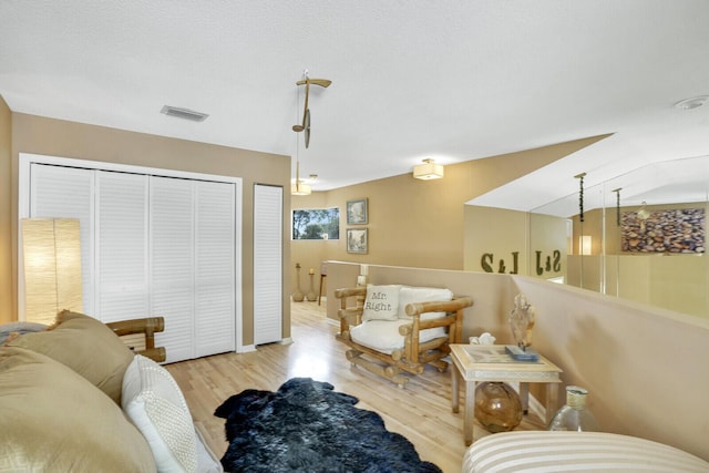 living room featuring light wood-type flooring