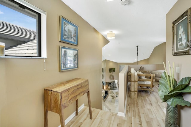 living area with light wood-type flooring