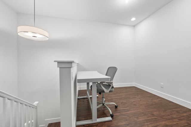 office area with dark hardwood / wood-style flooring