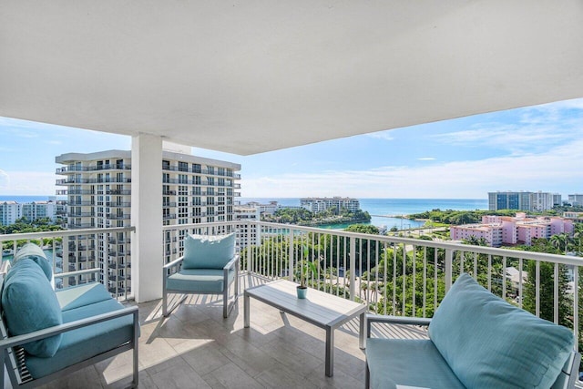 balcony with a water view