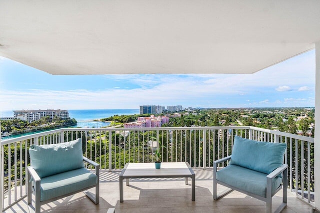 balcony with a water view