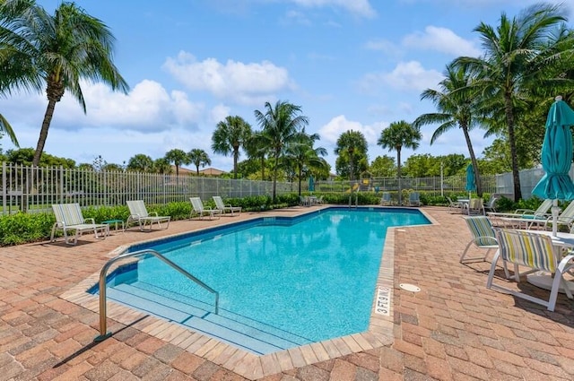 view of pool with a patio area