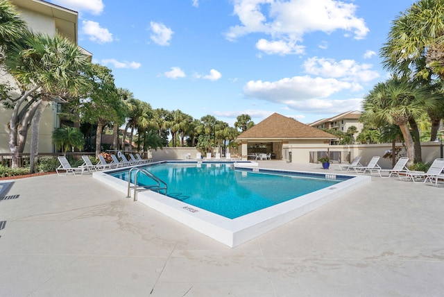 view of pool featuring a patio area