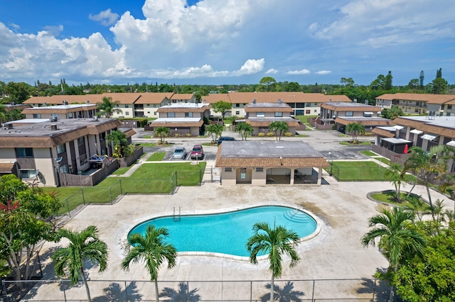 view of swimming pool with a patio