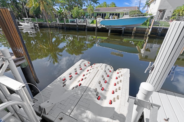 dock area with a water view