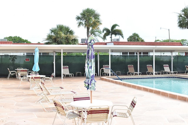 view of pool featuring a patio