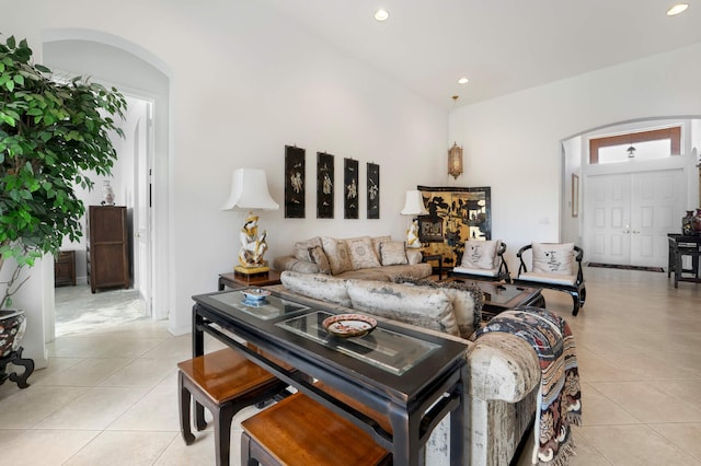 view of tiled living room