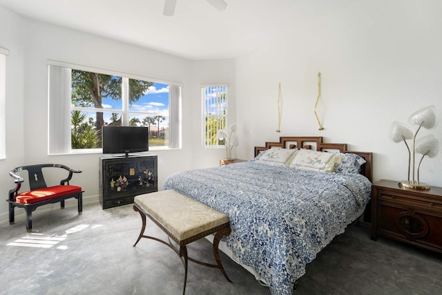 bedroom featuring ceiling fan