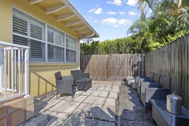 view of patio featuring an outdoor hangout area