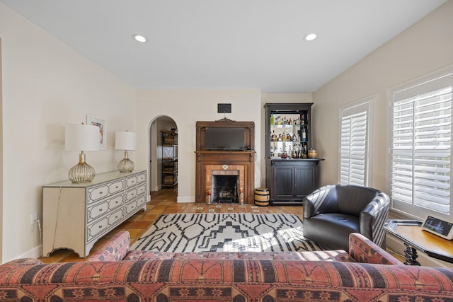 view of tiled living room