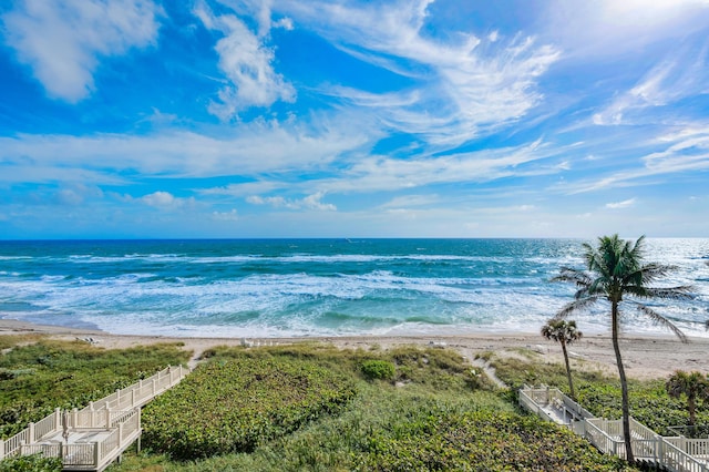 property view of water featuring a view of the beach