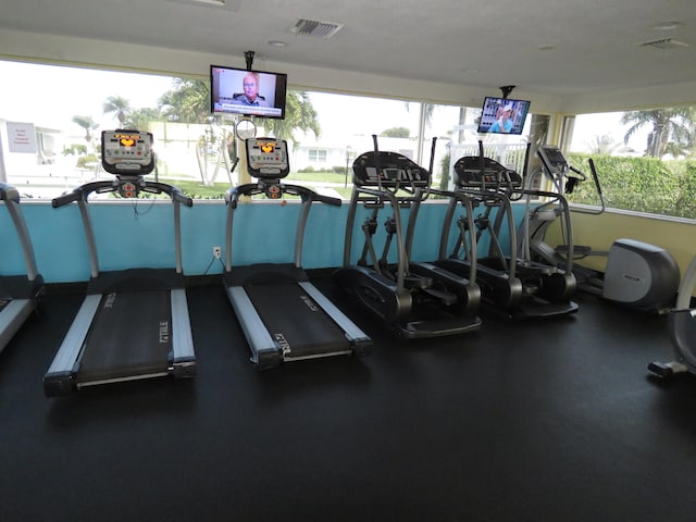 workout area featuring plenty of natural light