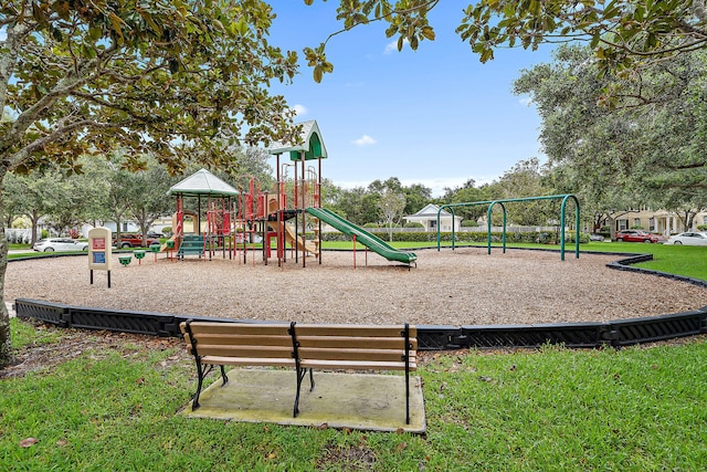 view of play area featuring a yard