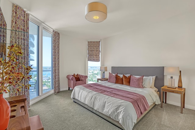 carpeted bedroom featuring multiple windows