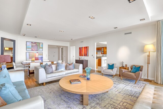 living room featuring light hardwood / wood-style flooring