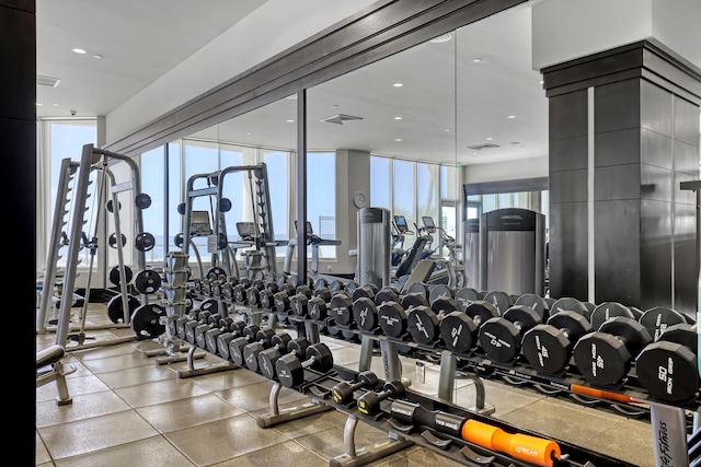 gym featuring expansive windows