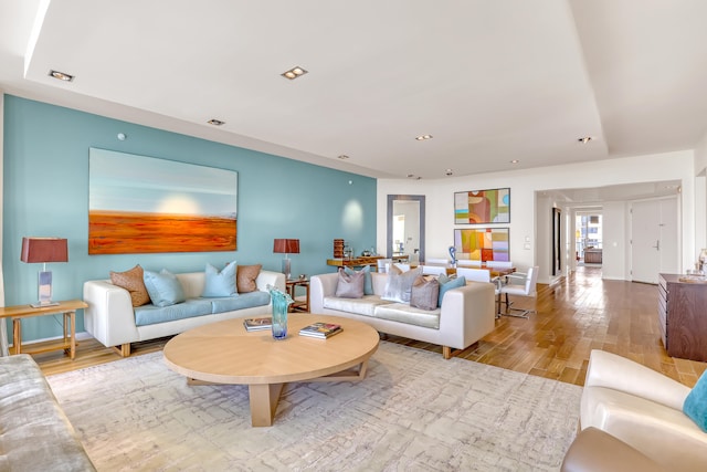 living room featuring light hardwood / wood-style floors