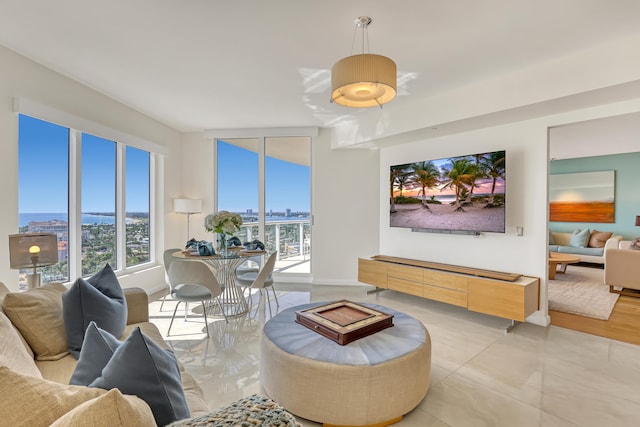 view of tiled living room