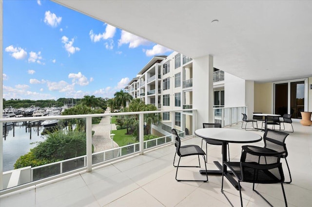 balcony with a water view