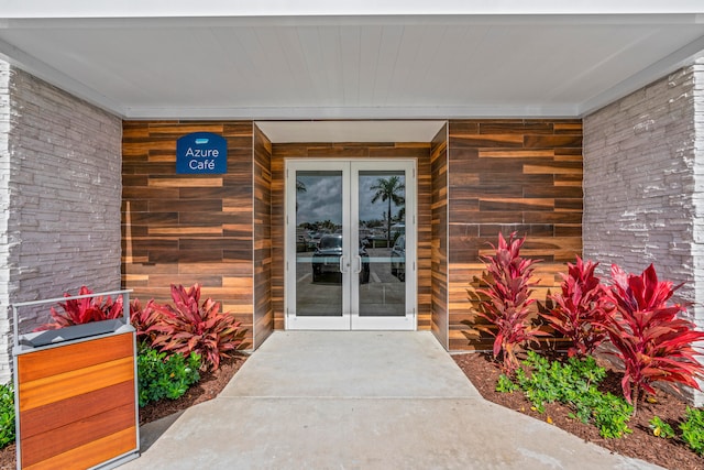 entrance to property featuring french doors