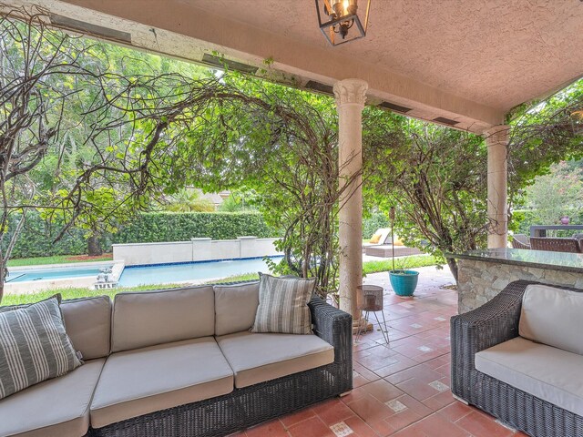 view of patio featuring an outdoor living space